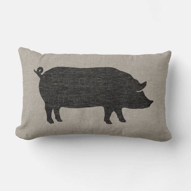 Pig Silhouette Lumbar Pillow (Front)