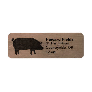 Pig Silhouette Rustic Return Address Labels