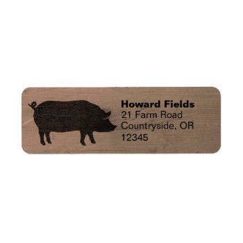 Pig Silhouette Rustic Return Address Labels by jennsdoodleworld at Zazzle
