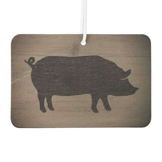 Pig Silhouette Rustic Style Car Air Freshener (Back)