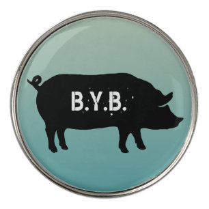 Pig Silhouette with Custom Text Golf Ball Marker