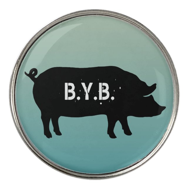 Pig Silhouette with Custom Text Golf Ball Marker (Front)