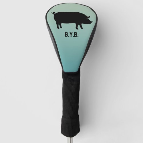 Pig Silhouette with Custom Text Golf Head Cover