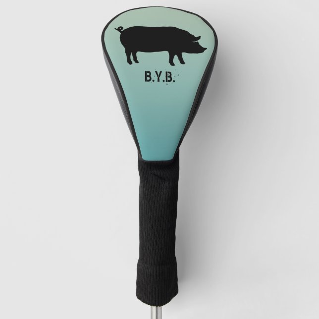 Pig Silhouette with Custom Text Golf Head Cover (Front)