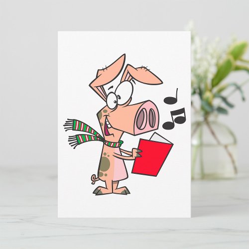 Pig Singing From A Red Book Invitation
