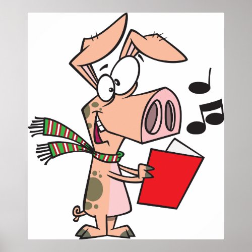 Pig Singing From A Red Book Poster