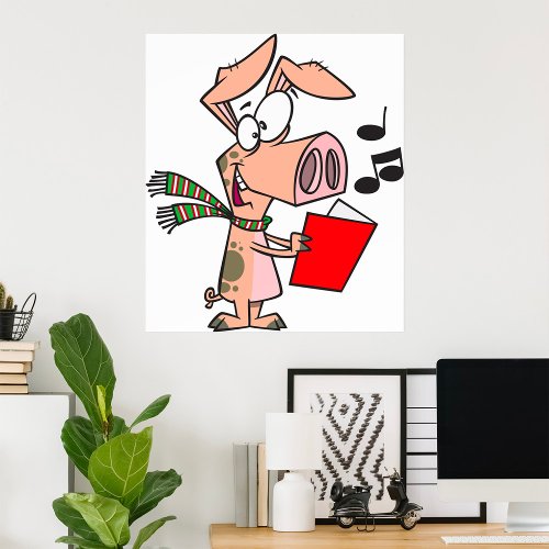 Pig Singing From A Red Book Poster