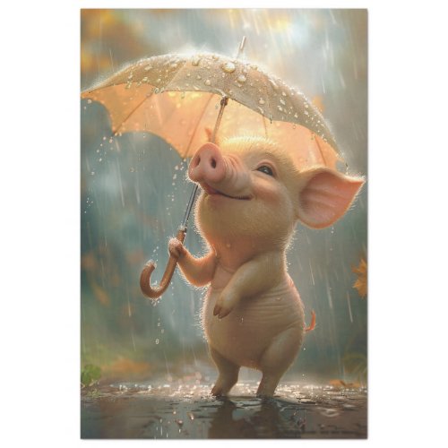 Pig Singing in the Rain Decoupage Tissue Paper