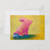 Pig sitting thinker fun cute original art painting business card (Front/Back)
