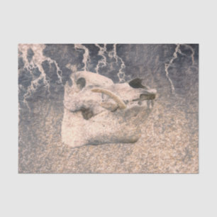 Pig Skull Gray Beige Vintage Texture Decoupage Tissue Paper