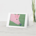 Pig smelling Flower Card