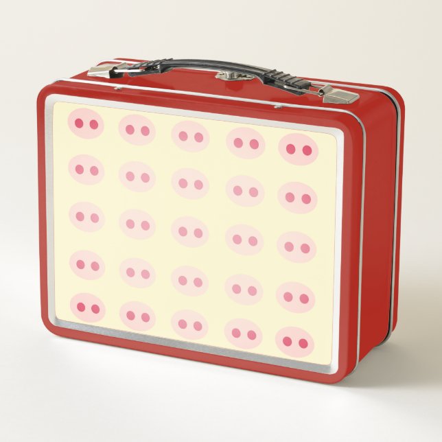 Pig Snouts Red Metal Lunchbox (Back)
