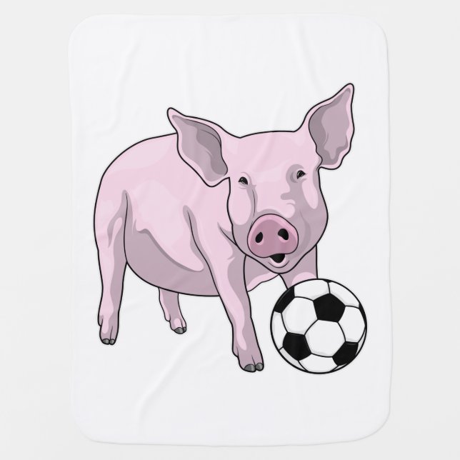 Pig Soccer player Soccer Baby Blanket (Front)