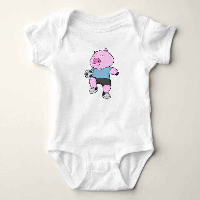 Pig Soccer player Soccer Baby Bodysuit (Front)