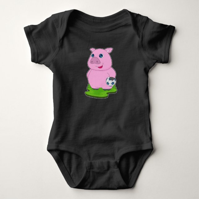 Pig Soccer player Soccer Baby Bodysuit (Front)