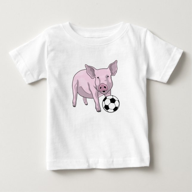 Pig Soccer player Soccer Baby T-Shirt (Front)