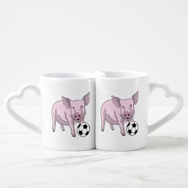 Pig Soccer player Soccer Coffee Mug Set (Front Nesting)