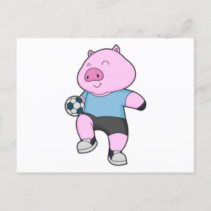 Pig Soccer player Soccer Postcard