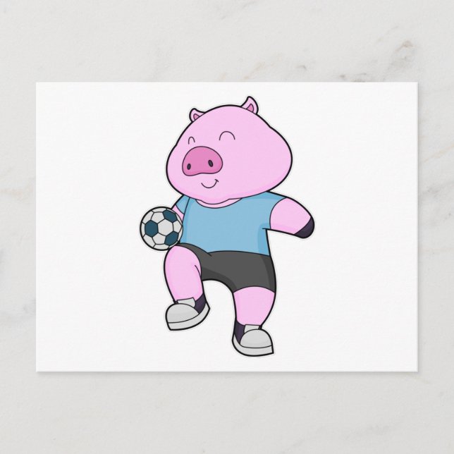 Pig Soccer player Soccer Postcard (Front)