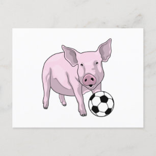Pig Soccer player Soccer Postcard