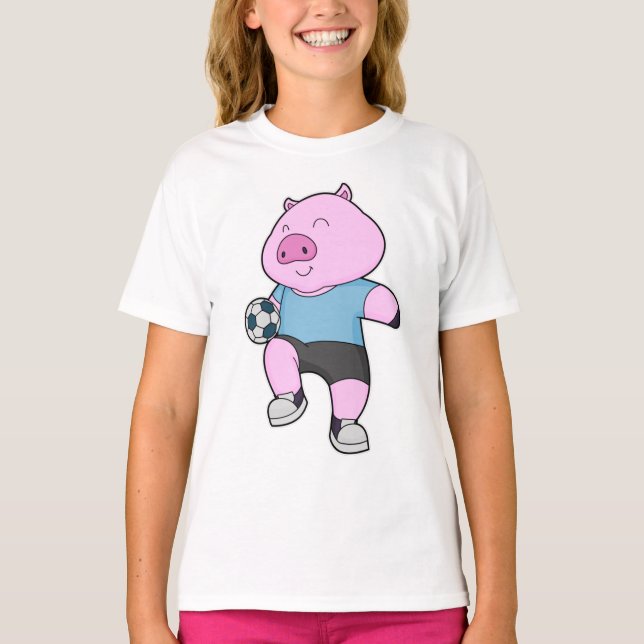 Pig Soccer player Soccer T-Shirt (Front)