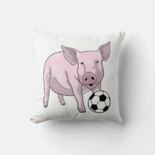 Pig Soccer player Soccer Throw Pillow