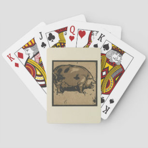 Pig - Square Animals Illustration Poker Cards