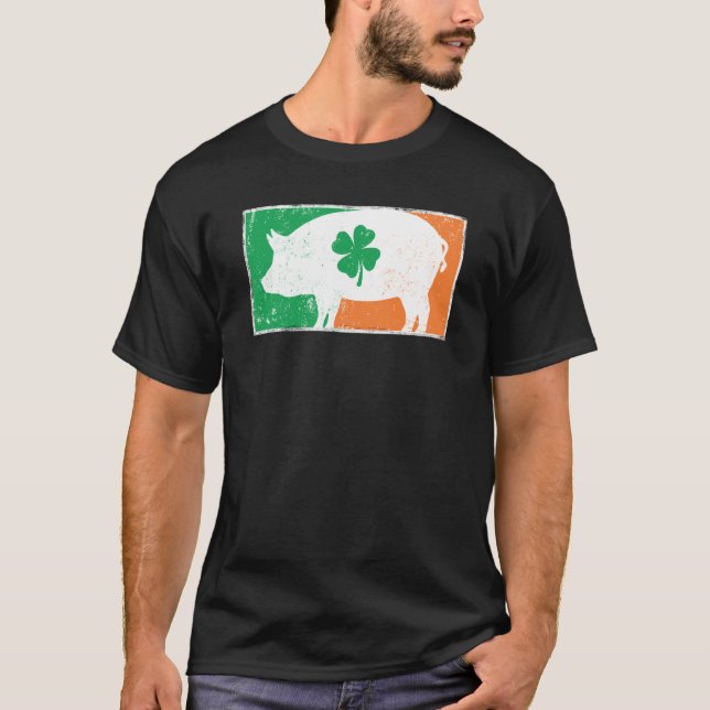 Pig St Patrick's Day Irish Flag C Distressed T-Shirt (Front)