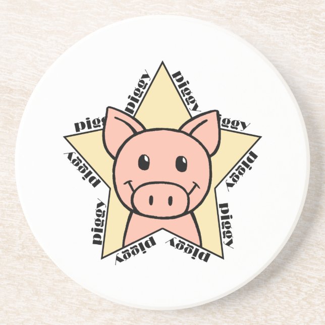 Pig Star Sandstone Coaster (Front)