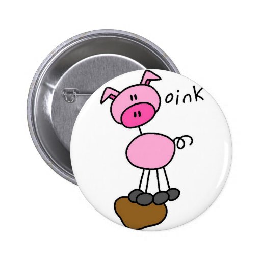 Pig Stick Figure Button | Zazzle
