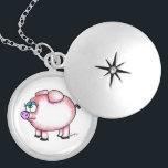 Pig Style Pig Locket<br><div class="desc">Our popular design Pig Style makes a perfect pig locket for any gal. A fun pig gift that is a perfect addition to a pig collection. This is also available in traditional round pig necklace and in silver tone and gold tones.</div>