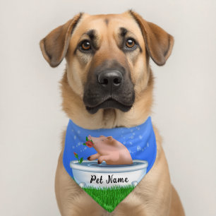 Pig Taking Bath Pet Bandana Collar