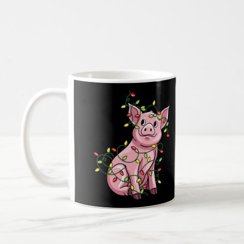 Pig Tangled Up In Christmas Lights Long Sleeve San Coffee Mug