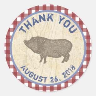 Pig Thank You Favor Sticker for Hog Roast Barbeque