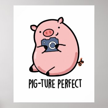 Pig-ture Perfect Funny Photography Pig Pun Poster by punnybone at Zazzle