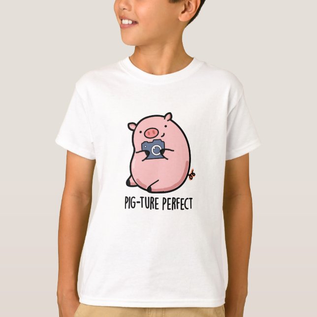 Pig-ture Perfect Funny Photography Pig Pun  T-Shirt (Front)