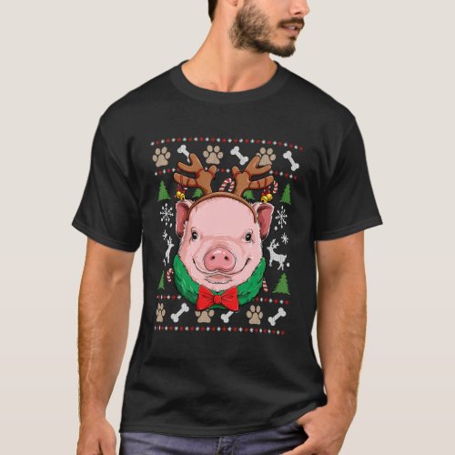 Pig Ugly Reindeer Antlers Farm T_Shirt