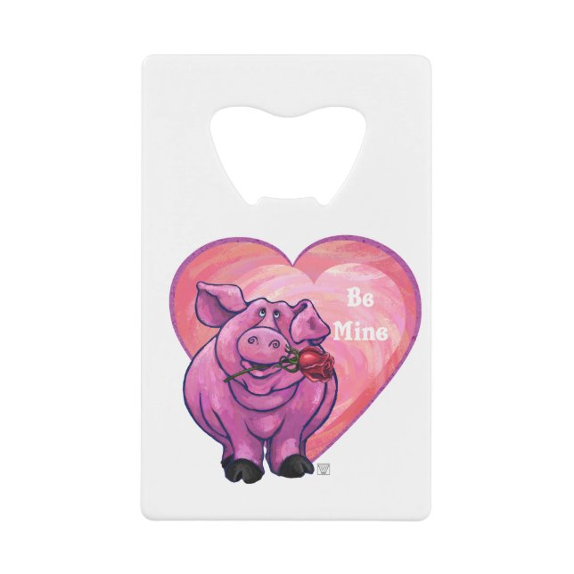 Pig Valentine's Day Credit Card Bottle Opener (Front)