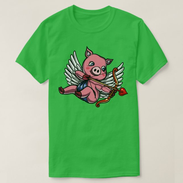 Pig Valentines Day Cupid T-Shirt (Design Front)