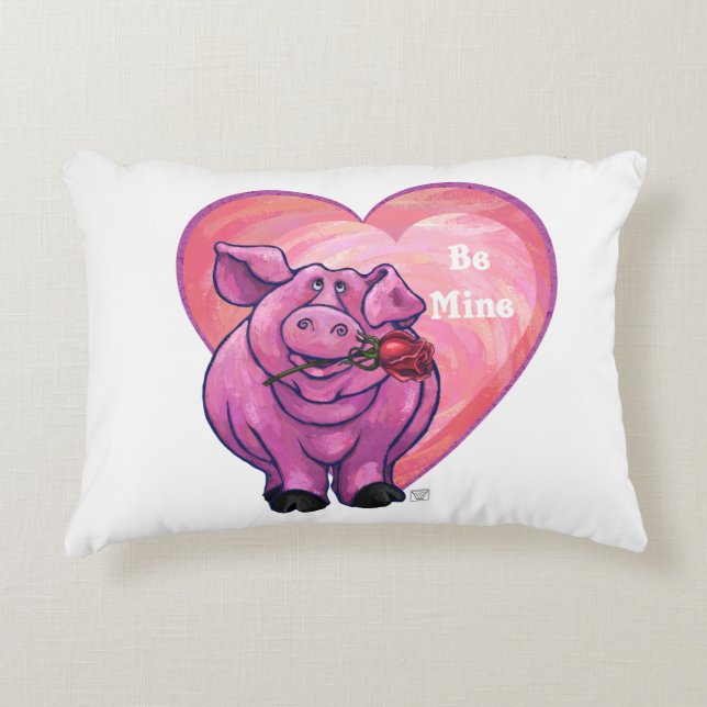 Pig Valentine's Day Decorative Pillow (Front)