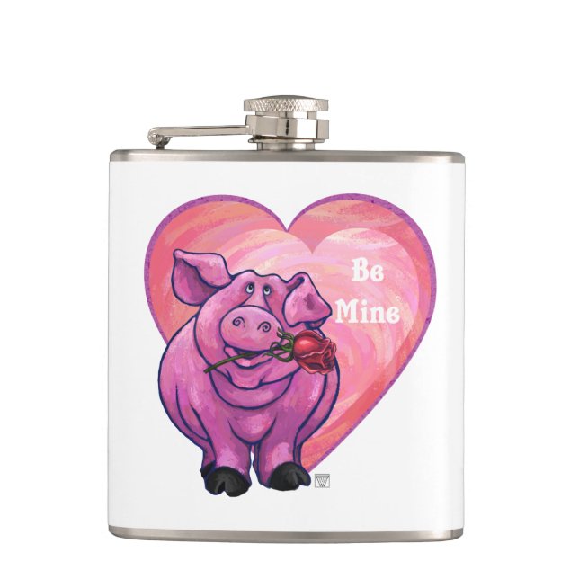 Pig Valentine's Day Hip Flask (Front)