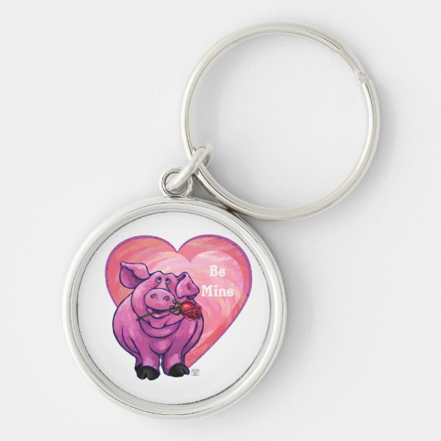 Pig Valentine's Day Keychain (Front)