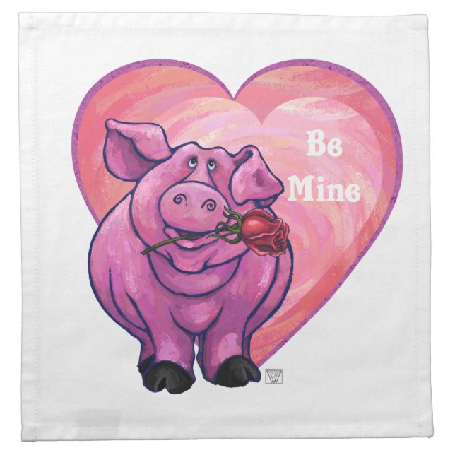 Pig Valentine's Day Napkin (Front)