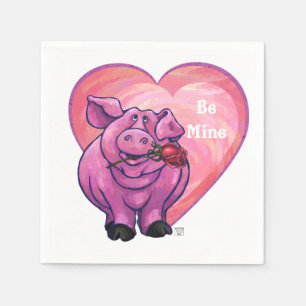 Pig Valentine's Day Paper Napkins