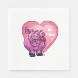 Pig Valentine's Day Paper Napkins