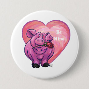 Pig Valentine's Day Pinback Button