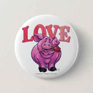 Pig Valentine's Day Pinback Button