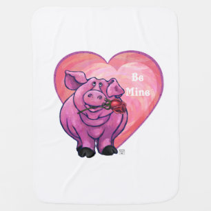 Pig Valentine's Day Stroller Blanket
