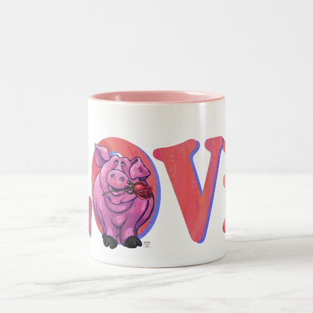 Pig Valentine's Day Two-Tone Coffee Mug (Center)