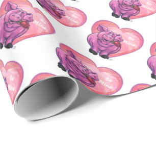 Pig Valentine's Day Wrapping Paper